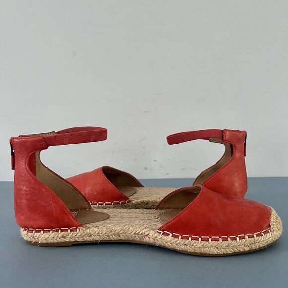 Eileen Fisher Lala Red Orange Leather Espadrille Flats - Picture 6 of 10